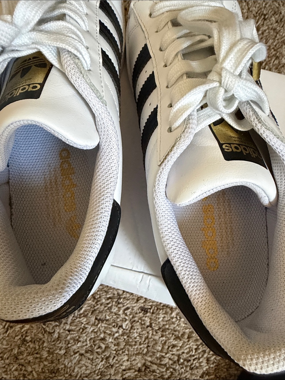 adidas White Leather Sneakers with Black Stripes & Floral Detail - Picture 8 of 12